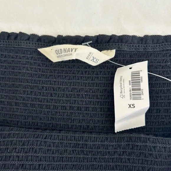 Old Navy Black Smocked Mesh Tube Top Babydoll - Picture 2 of 3